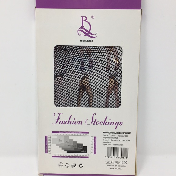 NWT BEILEISI BLACK FISHNET THIGH HIGHS - Picture 2 of 3